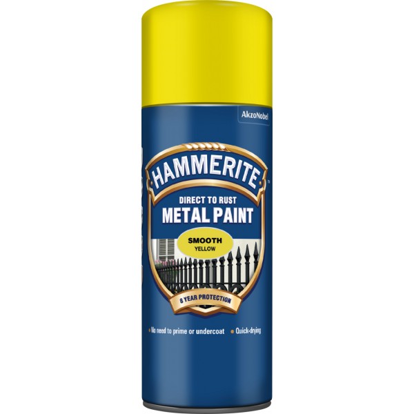 Direct To Rust Metal Paint Smooth Yellow 400ml Car Smart