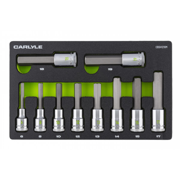 10Pc 1/2 Drive Metric Hex Socket Set 6mm - 19mm