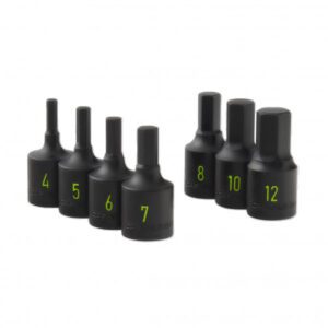 7pc 3/8 Drive Hex Impact Socket Set 4mm to 12mm