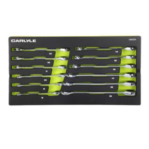12 Pc 12 Point 180P Ratcheting Combination Wrench Set 8mm - 19mm