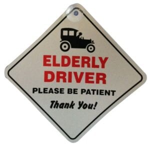 Suction Cup Diamond Sign – White – Elderly Driver