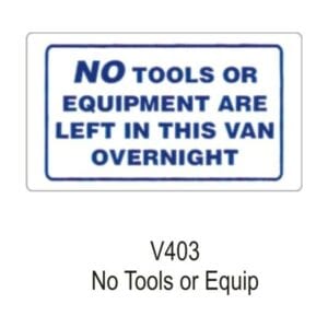 Outdoor Vinyl Sticker – White – No Tools Or Equipment In Van