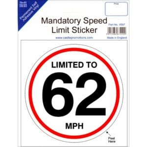 Speed Limit Sticker – 62mph