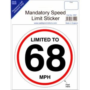 Speed Limit Sticker – 68mph