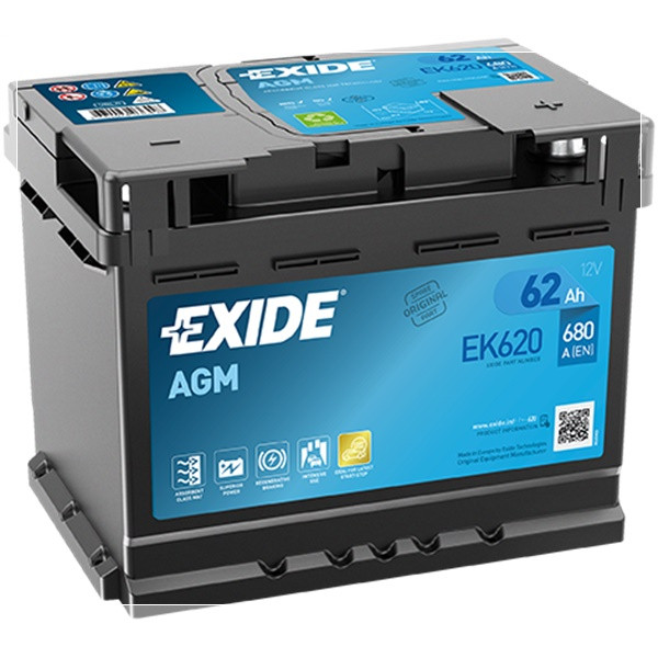 Exide AGM Car Battery 12V 62Ah 680CCA