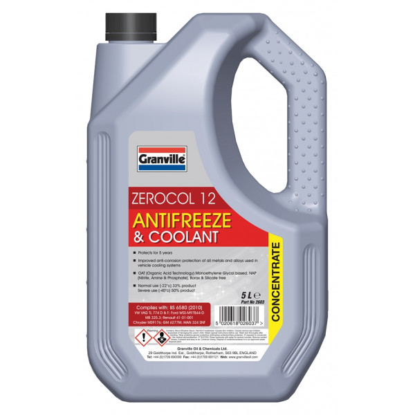 Zerocol Antifreeze & Summer Coolant – Concentrated – 5 Litre