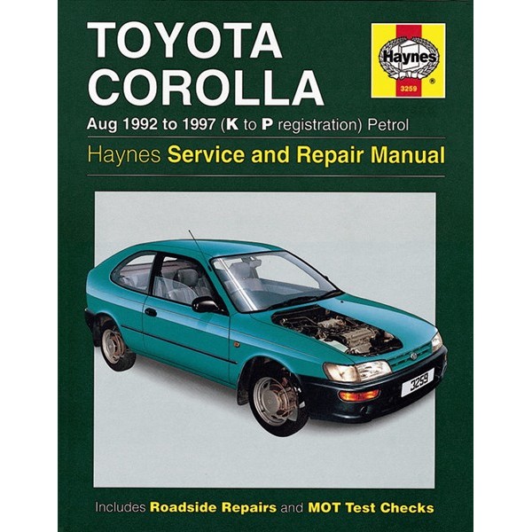Toyota Corolla Petrol (Aug 92 – 97) K to P Reg – Car Manual