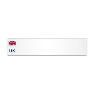 Car Acrylic Standard Oblong: 520 X 111mm (No British Standard Mark) with square-cut edge and UK Flag