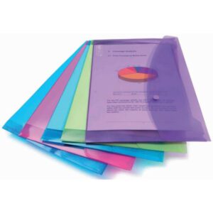 Assorted Foolscap Polypropylene Popper Wallets - Pack of 5
