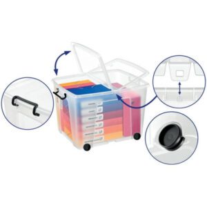 Smart Storemaster Box with Lid & Wheels - Clear - 75 Litre