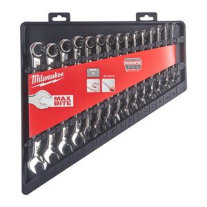 MILWAUKEE MAX BITE Metric Combination Spanner Set 15pc 22m
