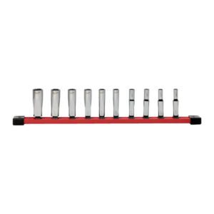 10 pc 1/4'' Drive Deep SAE Socket Set with Storage Rail