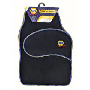 Napa Racing universal 4pc car mat set with yellow and blue banding