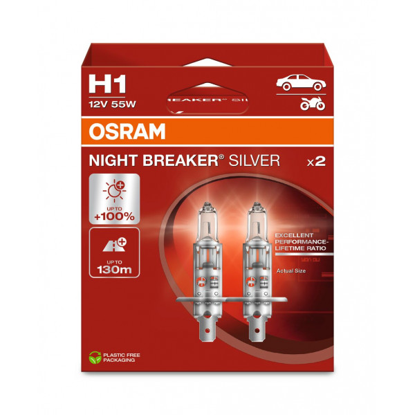 OSRAM NIGHT BREAKER SILVER H1 Halogen Headlight Bulb