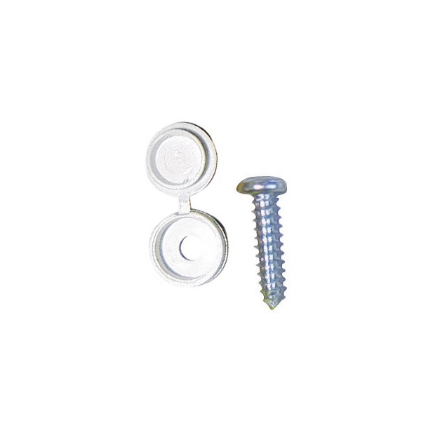 Number Plate Caps & Screws – White – Pack of 50