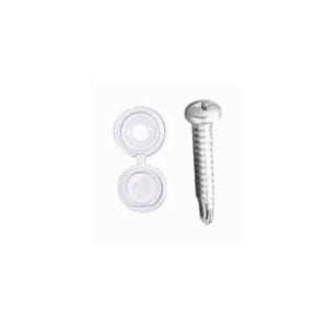 Number Plate Drill Screws & Caps – White – Pack Of 20