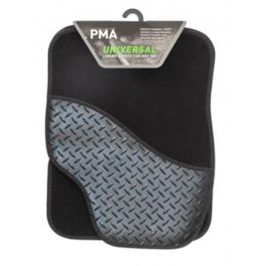 Universal Luxury Car Mat Set with Rubber Heal Pad - 4 Piece Black