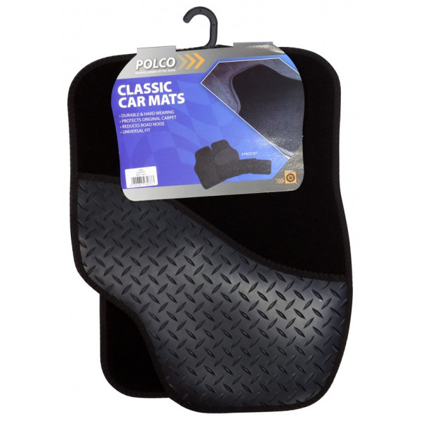Standard Universal Mat Set – With Rubber Drivers Heel Pad – Black – 4 Piece