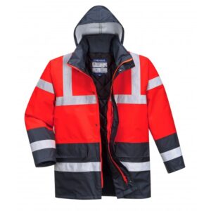 Hi-Vis Contrast Traffic Jacket - Red/Navy - Large