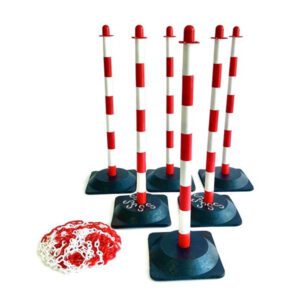 Barrier Chain & 6 Post Kit with Rubber Bases - R/W