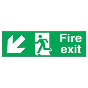 Fire Exit Arrow Down Left - Rigid Polypropylene - 150mm x 450mm