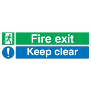 Fire Exit Keep Clear Sign - Rigid Polypropylene - 150mm x 450mm