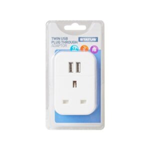 STATUS Twin USB Plug Through Socket Adaptor