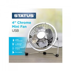 Chrome Portable USB Mini Metal Desk Fan - 4in.