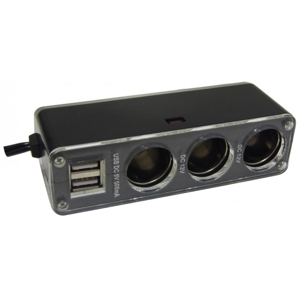 Triple Socket Adaptor & Twin USB – 12V