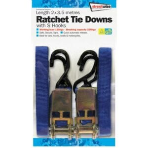 Ratchet Tie Down S Hooks – 3.5m – Pack Of 2