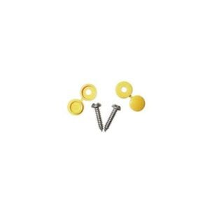 Number Plate Screws & Caps – Yellow – No.8 x 3/4in. – Pack Of 2